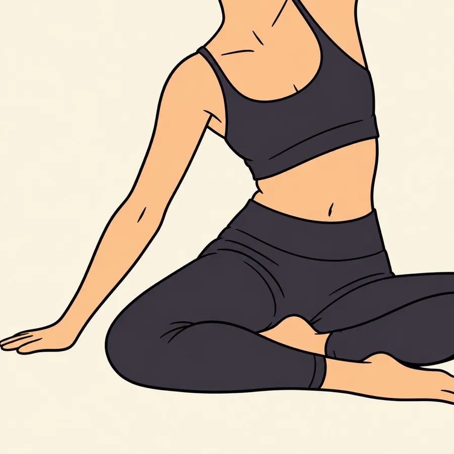 Illustration : une femme assise en tenue de sport, en posture d’étirement